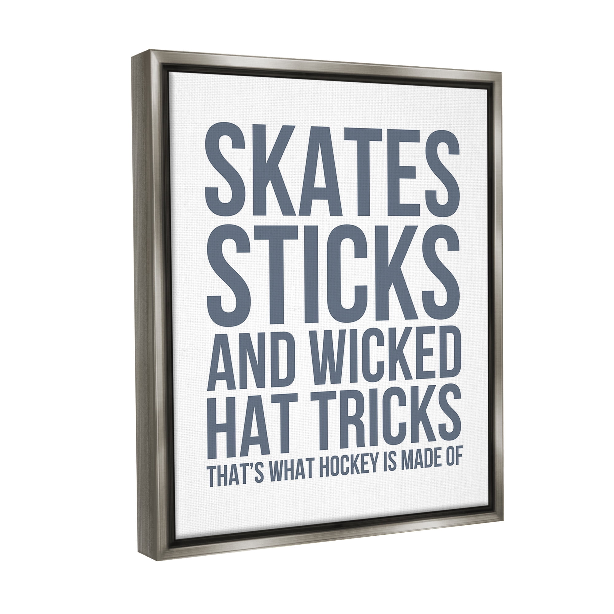 Stupell Industries What Hockey Is Made Of Sports Painting Gray Floater Framed Canvas Art Print Wall Art, 25 x 31