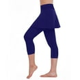 thumbnail image 2 of Solid Color Cropped Activewear Yoga Pants, Women'S Casual Skirt Leggings Tennis Pants Sports Fitness Cropped Culottes Blue, 2 of 9