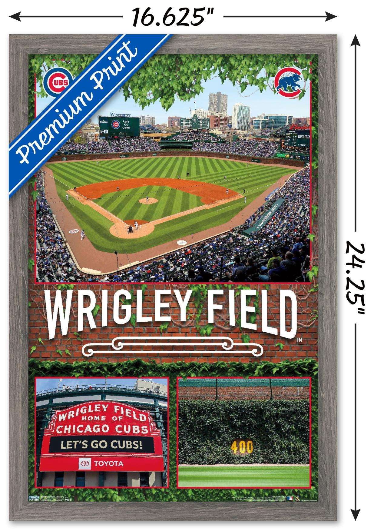 MLB Chicago Cubs - Wrigley Field 19 Wall Poster, 14.725" x 22.375", Framed