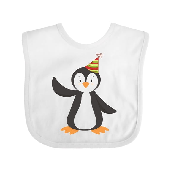 Inktastic Cute Penguin, Baby Penguin, Penguin with Party Hat Boys or Girls Baby Bib