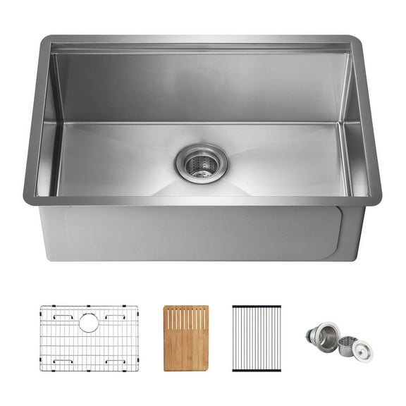 27" Handcrafted 316 Stainless Steel 16 Gauge Single Bowl Workstation Undermount Kitchen Sink
