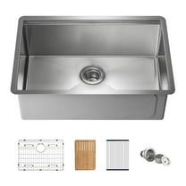 27" Handcrafted 316 Stainless Steel 16 Gauge Single Bowl Workstation Undermount Kitchen Sink