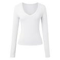 thumbnail image 3 of Womens Long Sleeve Shirts V Neck Going Out Slim Fit Causal Crop Tops 2024 Fall Fashion Clothes Womens Loose Tops Casual Womens Short Sleeved Athletic Tops Athletic Women Womens Long Sleeve Tees, 3 of 4
