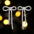 thumbnail image 2 of Silver Rhinestone Prom Earrings for Women Bow Earrings for Women Trendy Silver Sparkly Dangle Bow Stud Earrings Prom Dresses Outfit Jewelry Gifts, 2 of 9