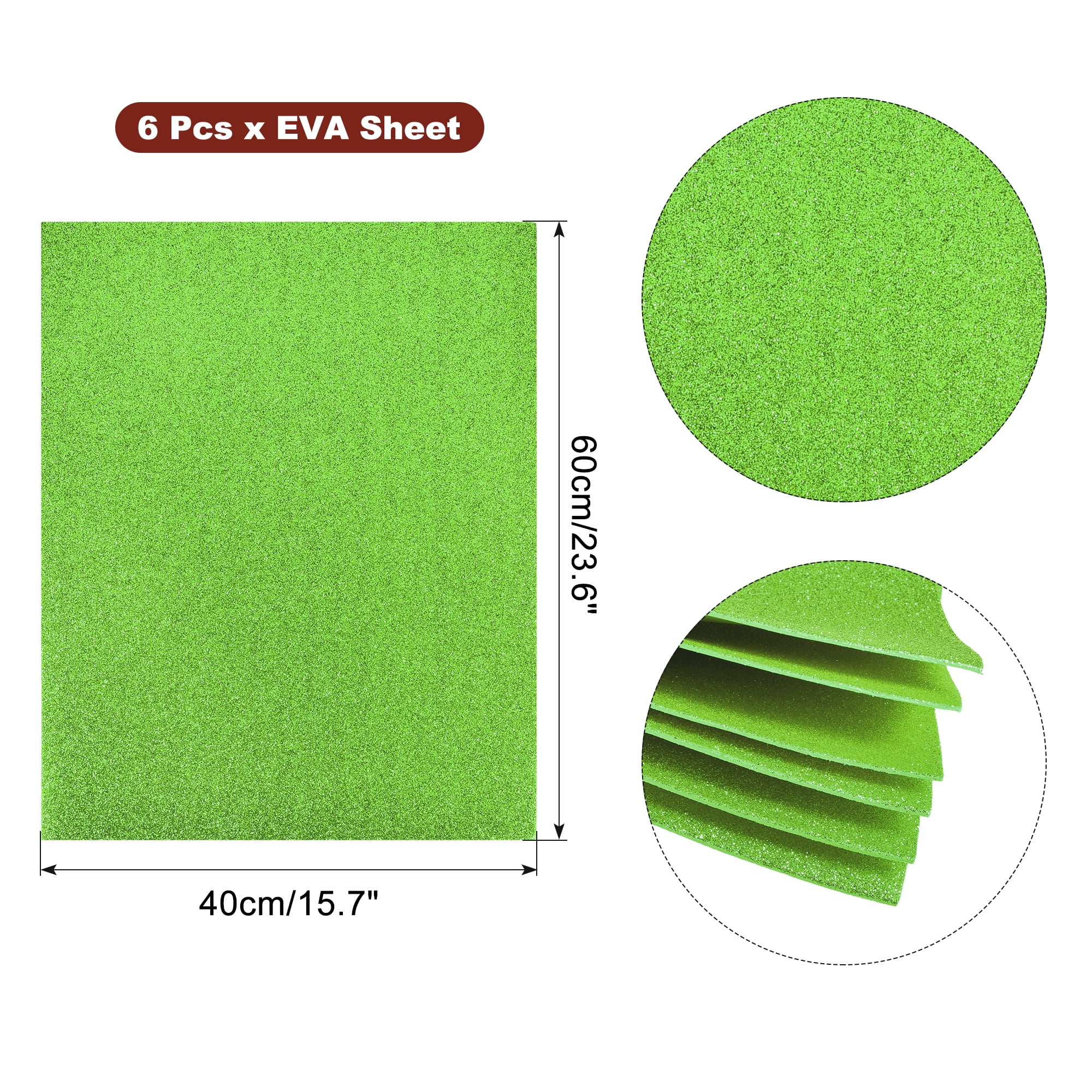 Uxcell Light Green Shiny EVA Foam Sheets 23.6x15.7in 1.5mm Thick for Crafts DIY 6 Pcs