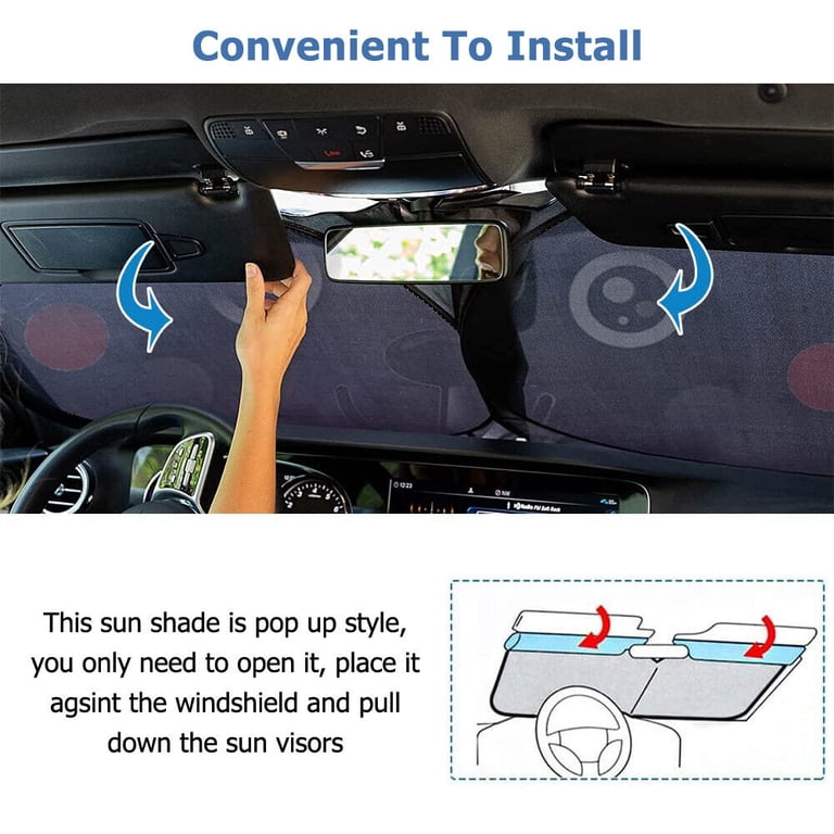 HOMEYA Car Windshield Sunshade With Cute Panda Design - 59"x33.5" Foldable UV Protector To Keep Car Cool