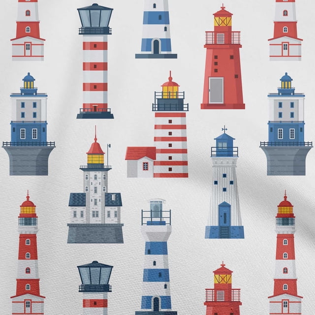 oneOone Tissu en Soie Tabby Rouge, Matériau de Robe de Phare Marin, Tissu Imprimé au Mètre, 42 Pouces de Large