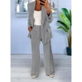 thumbnail image 4 of Women 2 Piece Outfits Plus Size Business Casual Long Sleeves Lapel Top Straight Leg Pants Suits Grey M, 4 of 5