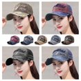 thumbnail image 2 of Unisex Retro Washed Baseball Hat, Embroidered Letter Adjustable Sunshade Cap, Distressed Polyester Outdoor Sports Headwear, Vintage Street Style Sun Protection for Men & Women, 56-58cm, 2 of 8