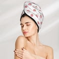 thumbnail image 2 of Yiaed Hand Drawn Strawberry Print Hair Cap with Button,Coral Fleece Hair Towel Wrap for Women Wet Hair,Quick Dry Turban for Wet Hair Long Thick Hair, 2 of 5