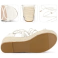 thumbnail image 3 of Sandalias de tiras con tacón de cuña y plataforma con cordones para muj Blanco 37, 3 of 5
