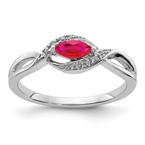 Primal Gold 14 Karat White Gold Diamond and Ruby Ring