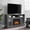 Black + Dark Walnut, variant on Gray Wash TV Stand with 23 Fireplace Inset for TVs up to 65, MDF+Glass Media Console with Open and Closed Storage, Adjustable Shelves, 58.25W