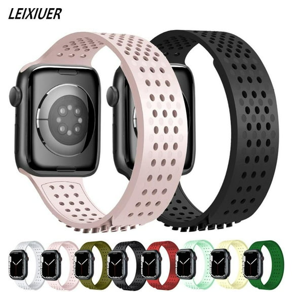 Sport Silicone Strap for Apple Watch Band 44mm 40mm 41mm 45mm42mm 38mm , Adjustable Breathable Sport Wristbands Bracelet iWatch Series 7 6 5 4 3 2 1 SE