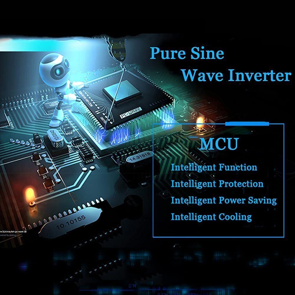 5000W Power Inverter, DC 12V To AC 110V Pure Sine Wave Converter for Computers, Igniters, Cameras, Refrigerators, Electric Drills