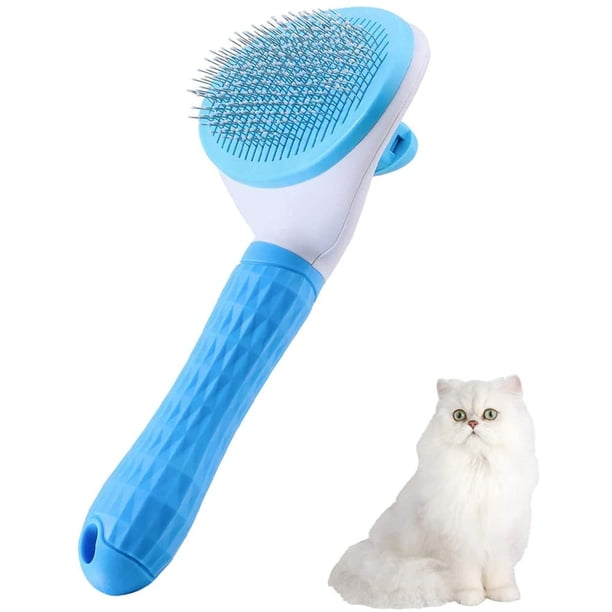Cepillo para perros, peine para gatos, cepillo para perros, peine de masaje, limpia el pelo de las mascotas con cepillo antipelusas para masaje de mascotas (azul)