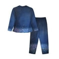 thumbnail image 2 of Bingfone Womens Pajama Sets Retro Blue Glitter Print,Long Sleeve Loungewear Pajamas Set-Large, 2 of 9