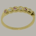 thumbnail image 3 of LBG British Made Traditional Solid 9k Yellow Gold Ring with Natural Opal & Pink Tourmaline Womens Eternity Ring - 33 size options - Size 4.25, 3 of 9