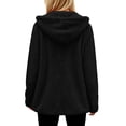 thumbnail image 4 of Scyoekwg Women's Hooded Fleece Zip Up Jacket Long Sleeve Drawstring Sherpa Coat with Side Pockets Soft Warm Loose Fit Fall Winter Outerwear,Size:S-XXL, 4 of 7