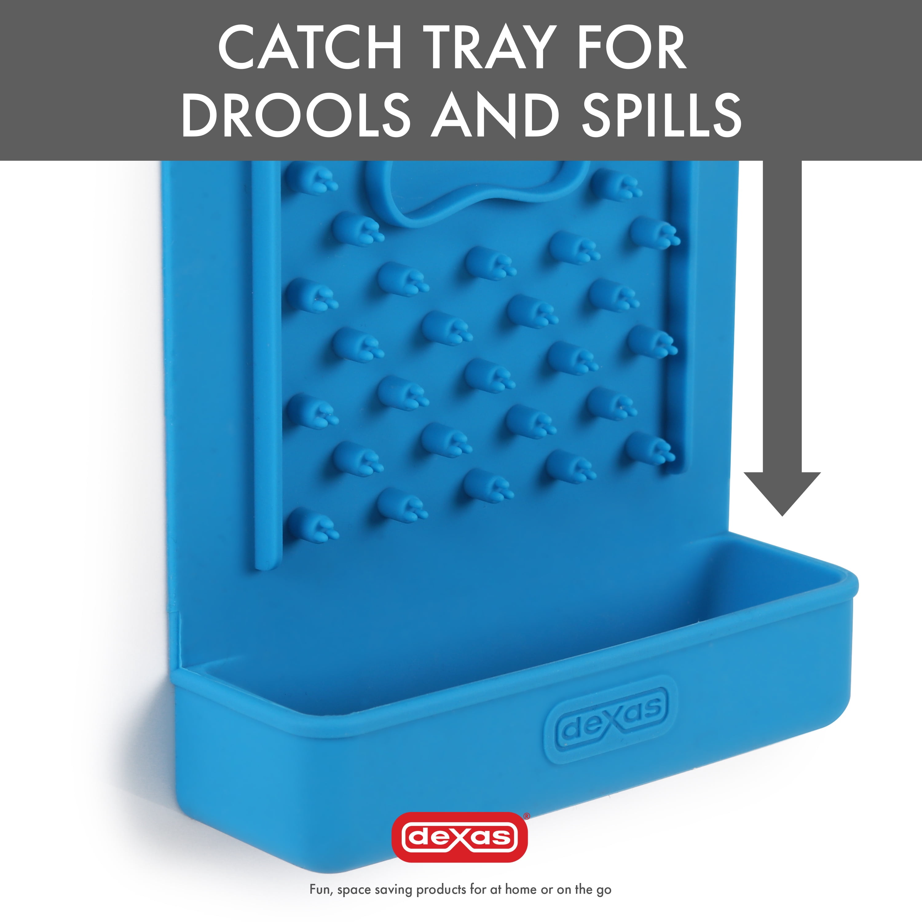 Dexas Snack & Distract, Vertical Slow Feeder Mat for Dogs, 9"x5", Pro Blue