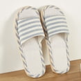 thumbnail image 1 of Qertyioot Pantoufles d'Intérieur en Solde Mode Couple Décontracté Lin Tête Ronde Rayée Confortables Chaussures Décontractées, 1 of 4