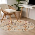 thumbnail image 4 of Small Round Rug 3Ft Washable Non-Slip, Retro Ocean Circle Area Rugs for Living Room Bedroom, Brown Coastal Shells Conch Underwater Indoor Floor Mats Carpet Runner for Home Decor, 4 of 8