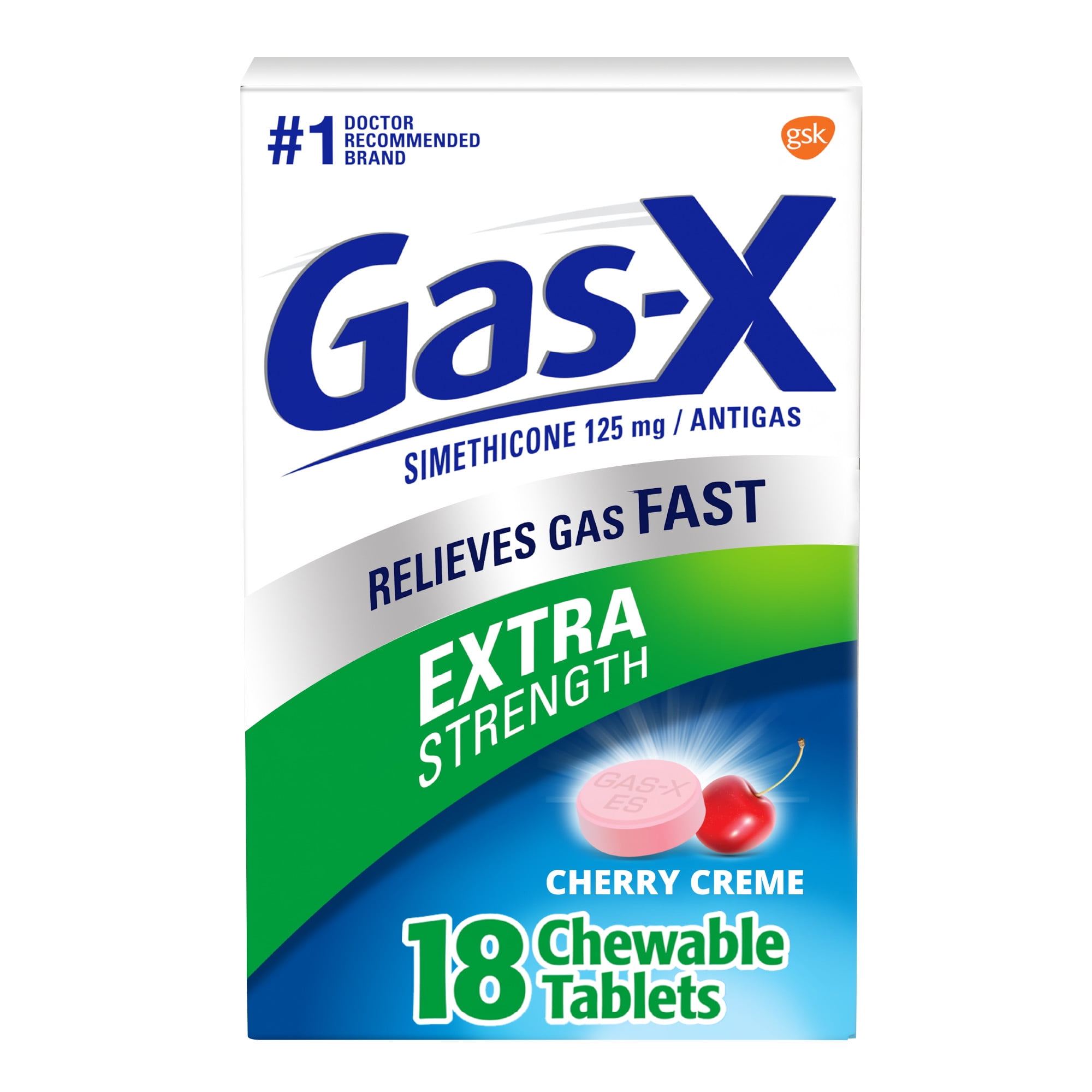 Gas-X Chewables Extra Strength Cherry Creme 18 Tablets (Pack of 2
