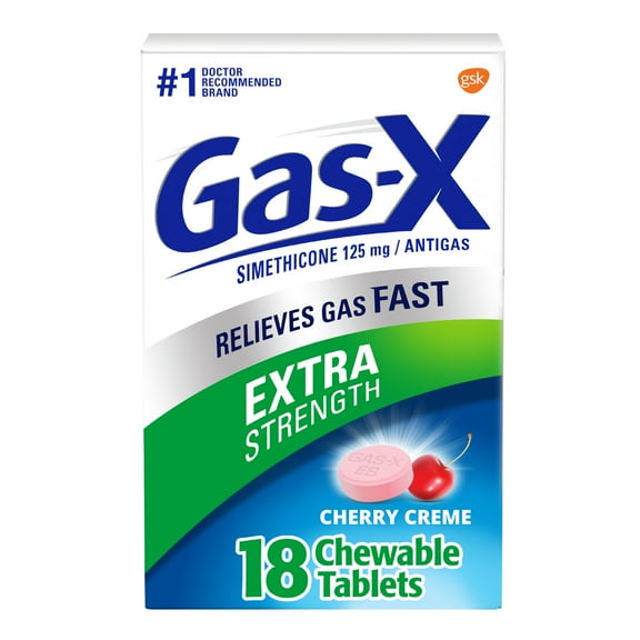 Gas-X Extra Strength Chewable Gas Relief Tablets With Simethicone 125 Mg, Cherry - 18 Count
