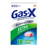 Gas-X Extra Strength Chewable Gas Relief Tablets With Simethicone 125 Mg, Cherry - 18 Count