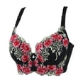 thumbnail image 4 of HNMKIU Push Up Bras Embroidered Adjustable Design with Thin Straps for Small Bust Gather Enhanced Shape and Comfort Bras for Women Black,32, 4 of 4