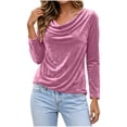 thumbnail image 3 of Tqcoqu Women's 2026 Velvet Cowl Neck Long Sleeve Blouse Elegant Dressy Top for Holiday Party Casual Outfits, 3 of 9