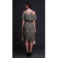 thumbnail image 4 of Bimba Grey Bird Print Womens Chic Style Cold Shoulder Shift Dress Summer Tunic - X-Small, 4 of 6