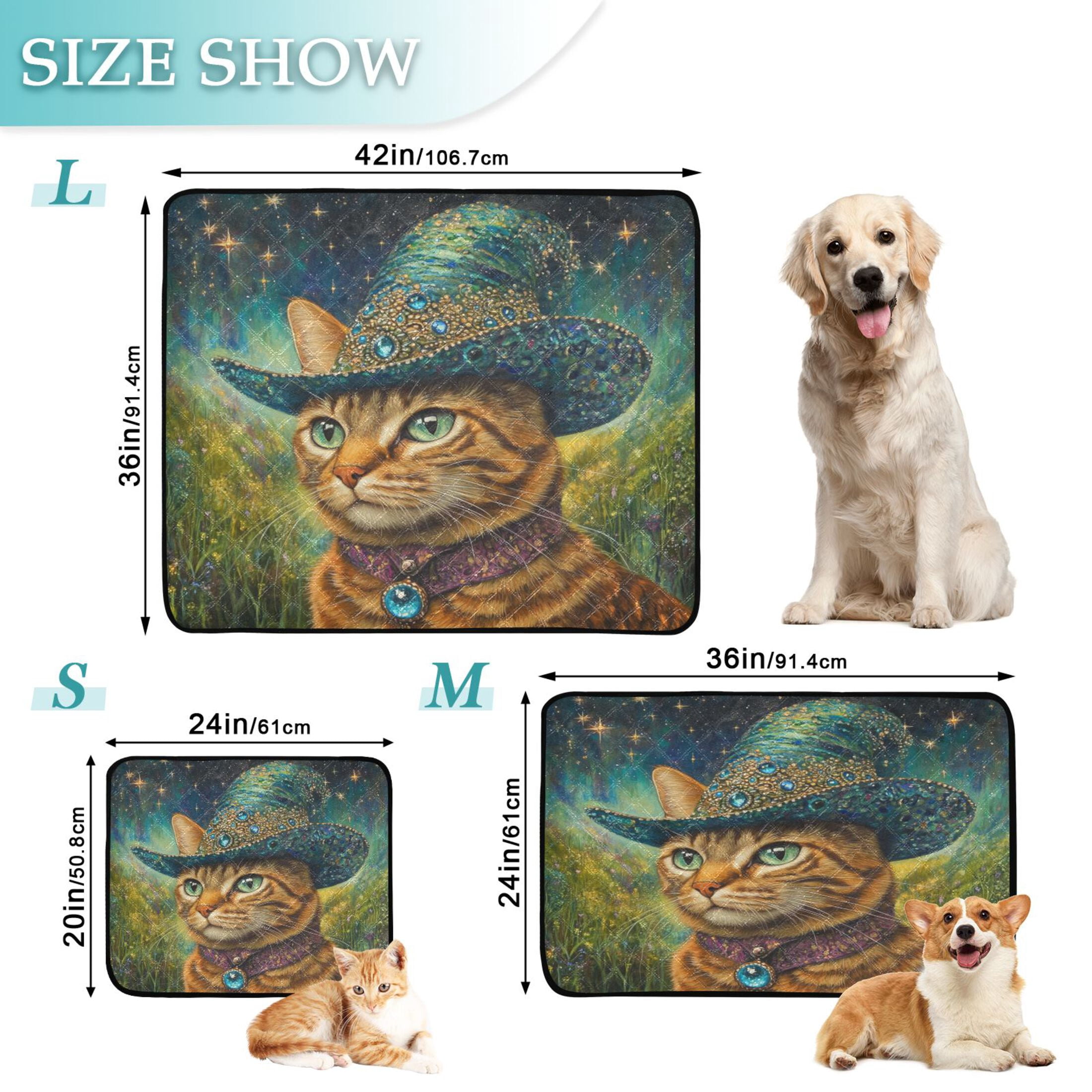 Qxltty Sapphire Hat Kitty Cat litter Pads Pet Set of 3 Diaper Mats Center Anti-leakage Layer Absorbent Soft and Comfortable