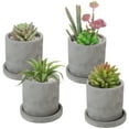 thumbnail image 3 of MyGift 4-Inch Unglazed Cement Succulent Planter with Saucer, Set of 4, 3 of 6