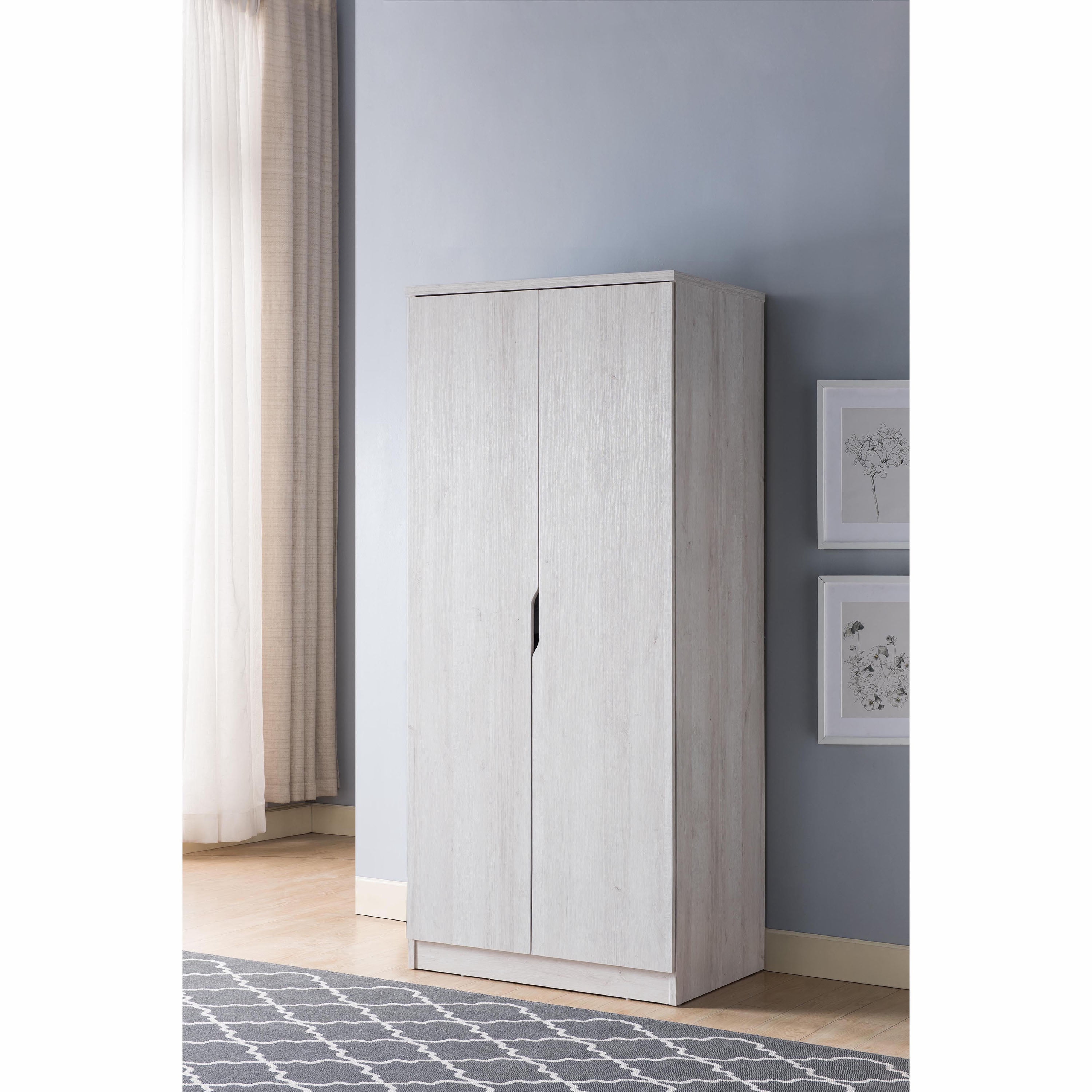 Furniture of America Drego Wardrobe with 2-Shelf, White Oak