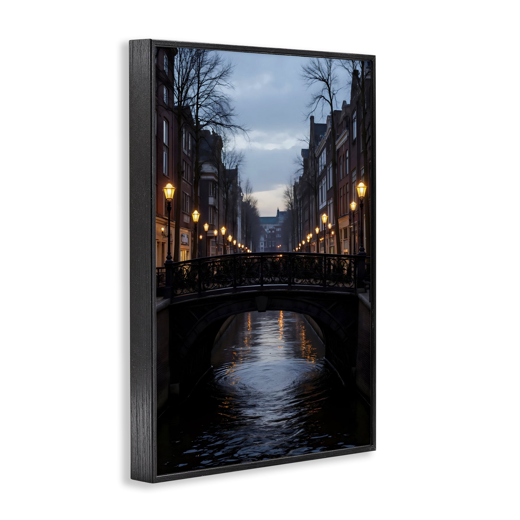 Stupell Industries Lantern Light over Quiet Canal Black Framed Giclee Art, design by Creative Studio