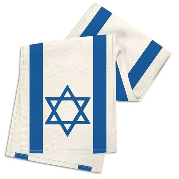 Jiibva Hexagram Hanukkah Table Runner, Star of David Jewish Chanukah Holiday Kitchen Dining Table Decoration for Passover Hanukkah Home Party Decor