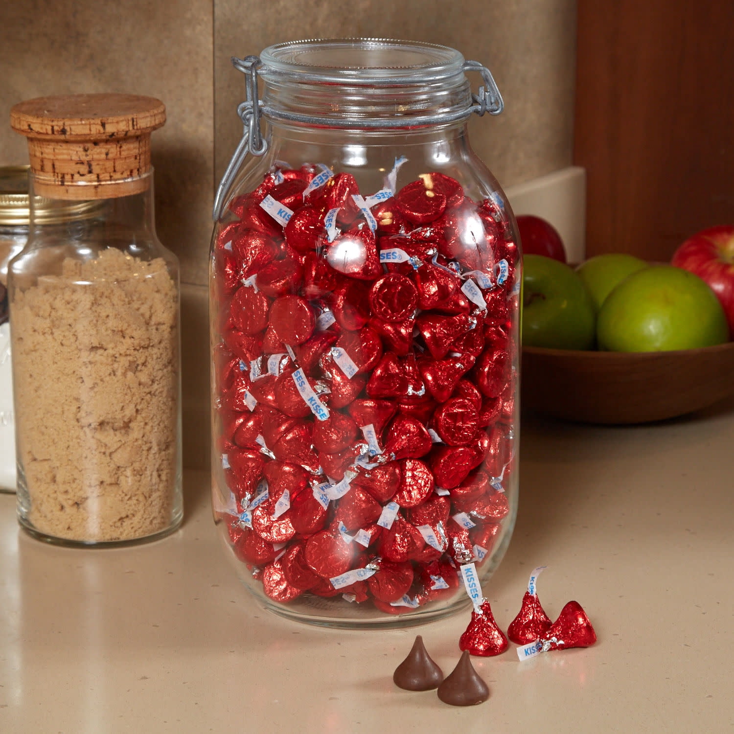 Hershey's Kisses Milk Chocolate Red Foil Candy, Bulk Bag 66.67 oz
