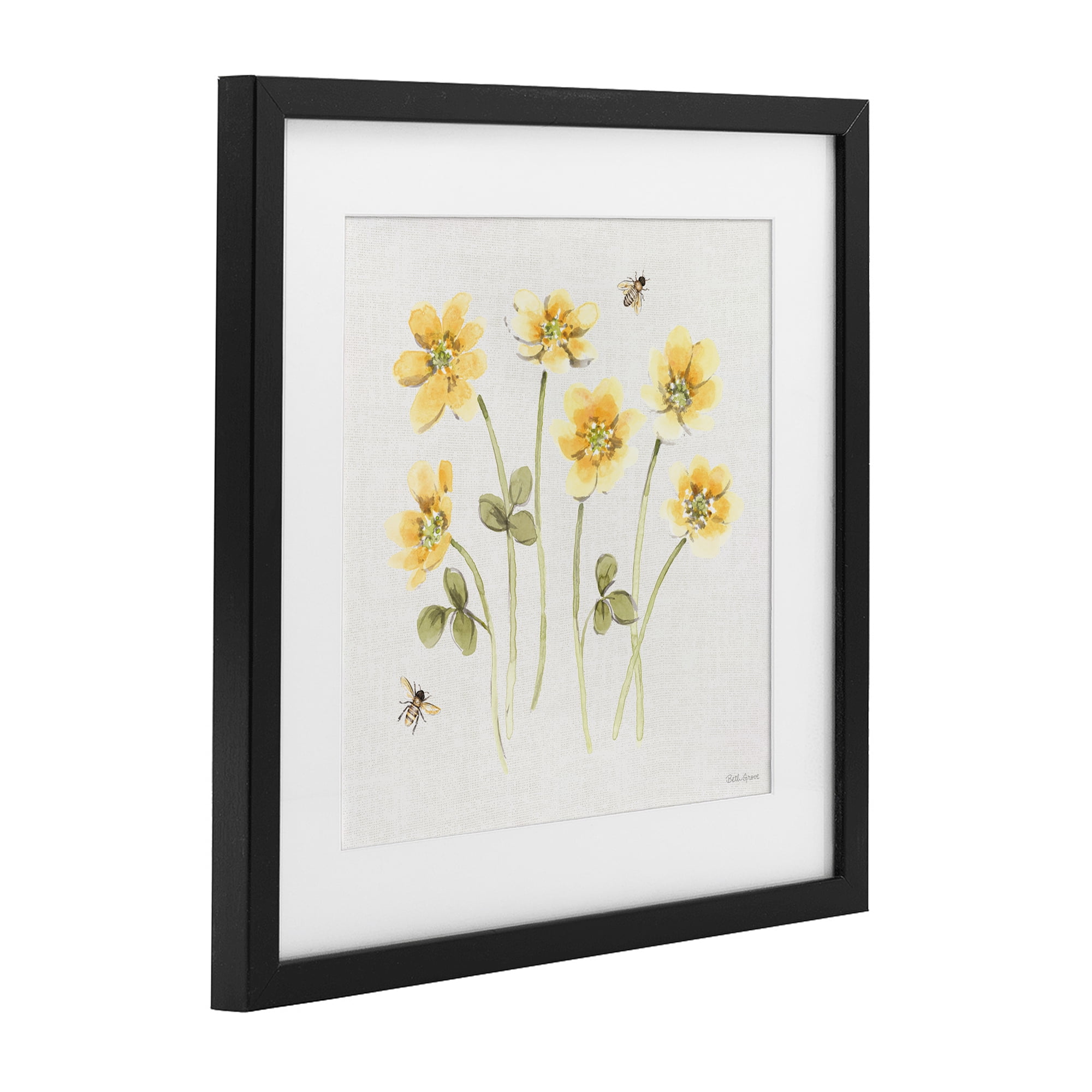 Stupell Industries Sweet Honey Wildflowers Black Framed Print Under Glass, design by Beth Grove