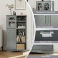 thumbnail image 5 of Giantex Bathroom Floor Storage Cabinet, Freestanding Linen Cabinet w/3 Adjustable Shelves, Grey, 5 of 9