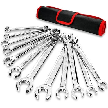 BILITOOLS 12-Piece Flare Nut Wrench Set, Metric & Standard, 12-Point Line Wrench Set 6 to 21mm & 1/4" to 7/8", Cr-V Steel