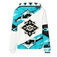 thumbnail image 4 of YueHuiYing Women's Geometric Print Hoodie Pullover Cowgirl Ethnic Rhombus Printed Hooded Winter Sweatshirt, 4 of 5