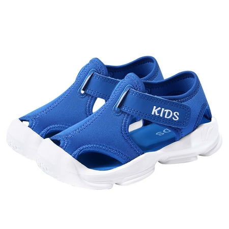 

OUNONA 1 Pair Kids Beach Sandals Closed-toe Sandals Summer Kids Shoes Flat Heel (Blue)