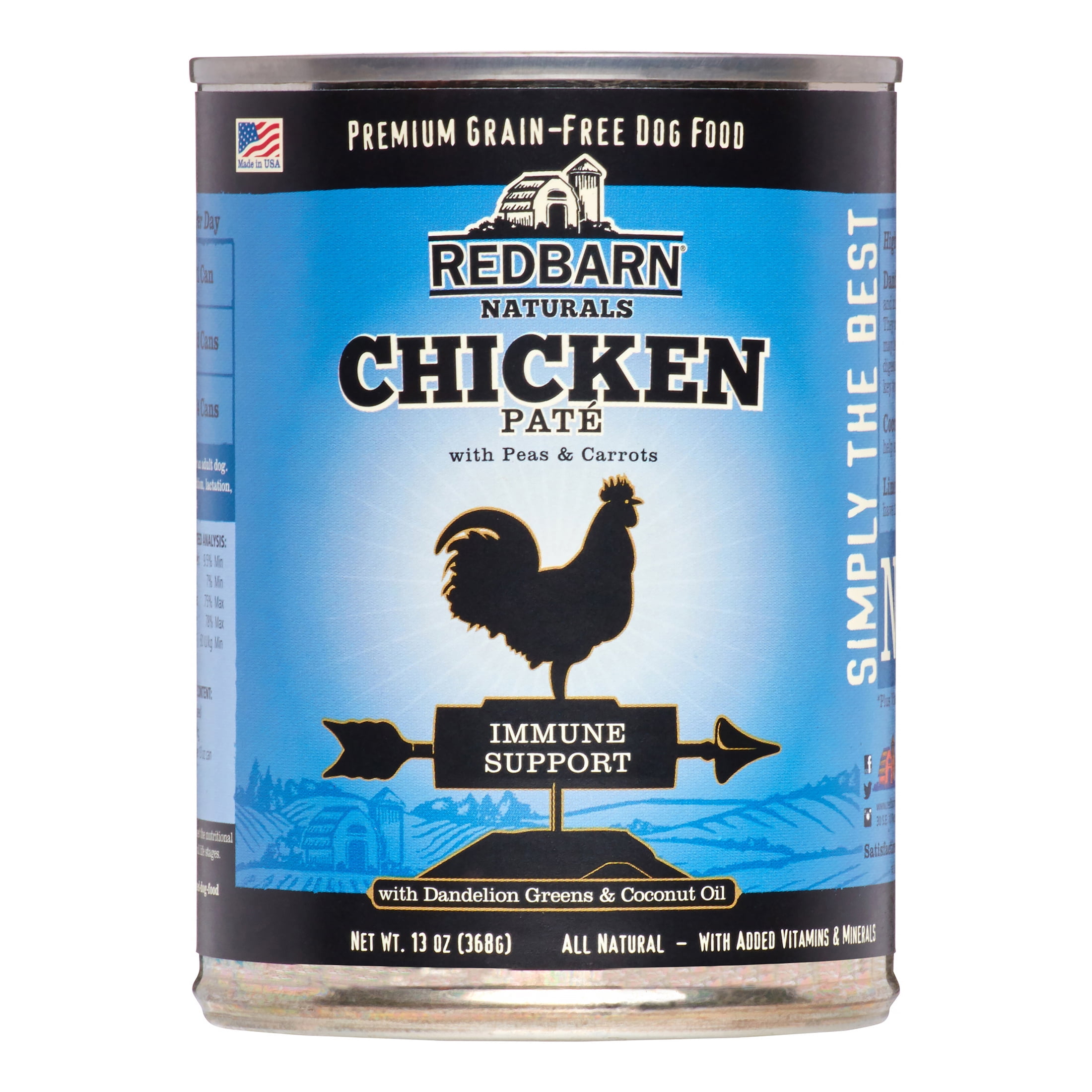 Redbarn Naturals GrainFree Immune Support Wet Dog Food, Chicken Pate