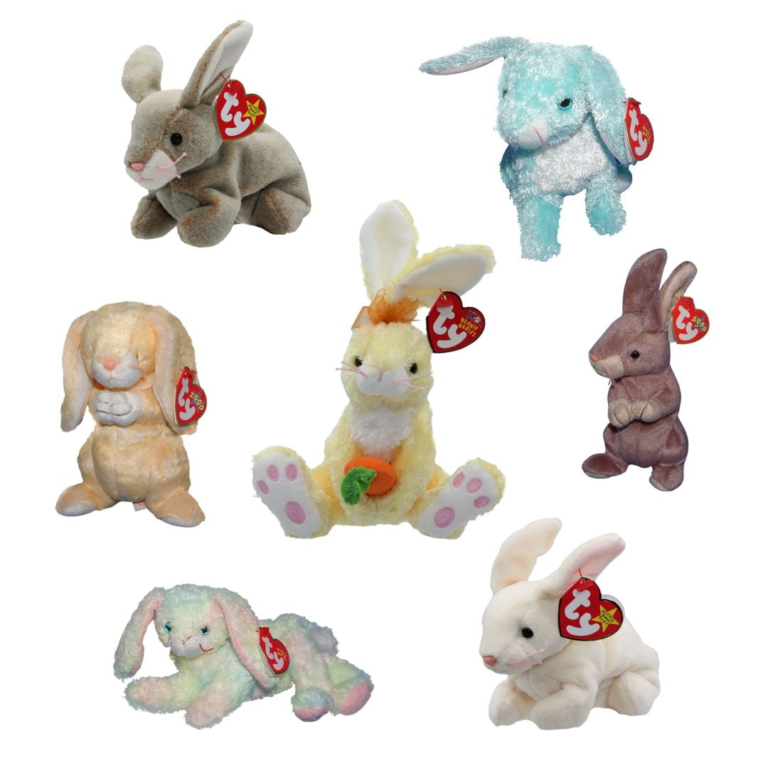 Ty Beanie Babies Bunnies Set of 7 Spring, Springy, Nibblies