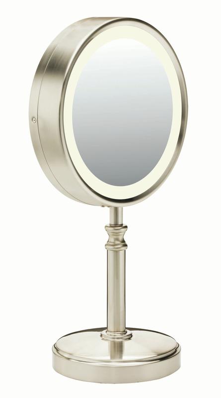 Conair Reflections Double-Sided LED Lighted Vanity Makeup Mirror, Satin  Nickel BE116LED, 1x/10x magnification