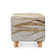 thumbnail image 2 of SCRAWLGOD Marble Print Creamy Beige Stretch Ottoman Covers, Soft Square Slipcover for Folding Storage Stool with Elastic Bottom Removable Furniture Protector, 2 of 7