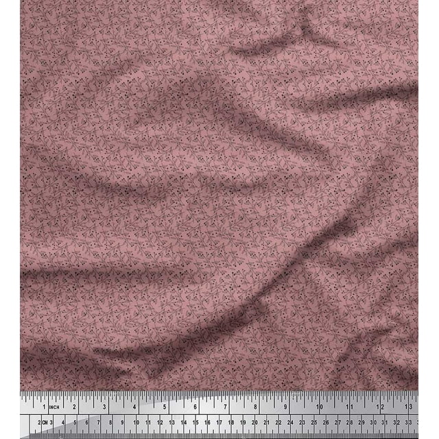 Soimoi Tissu Poly Georgette Feuilles & Baies Imprimé Tissu au Mètre 42 Pouces de Large