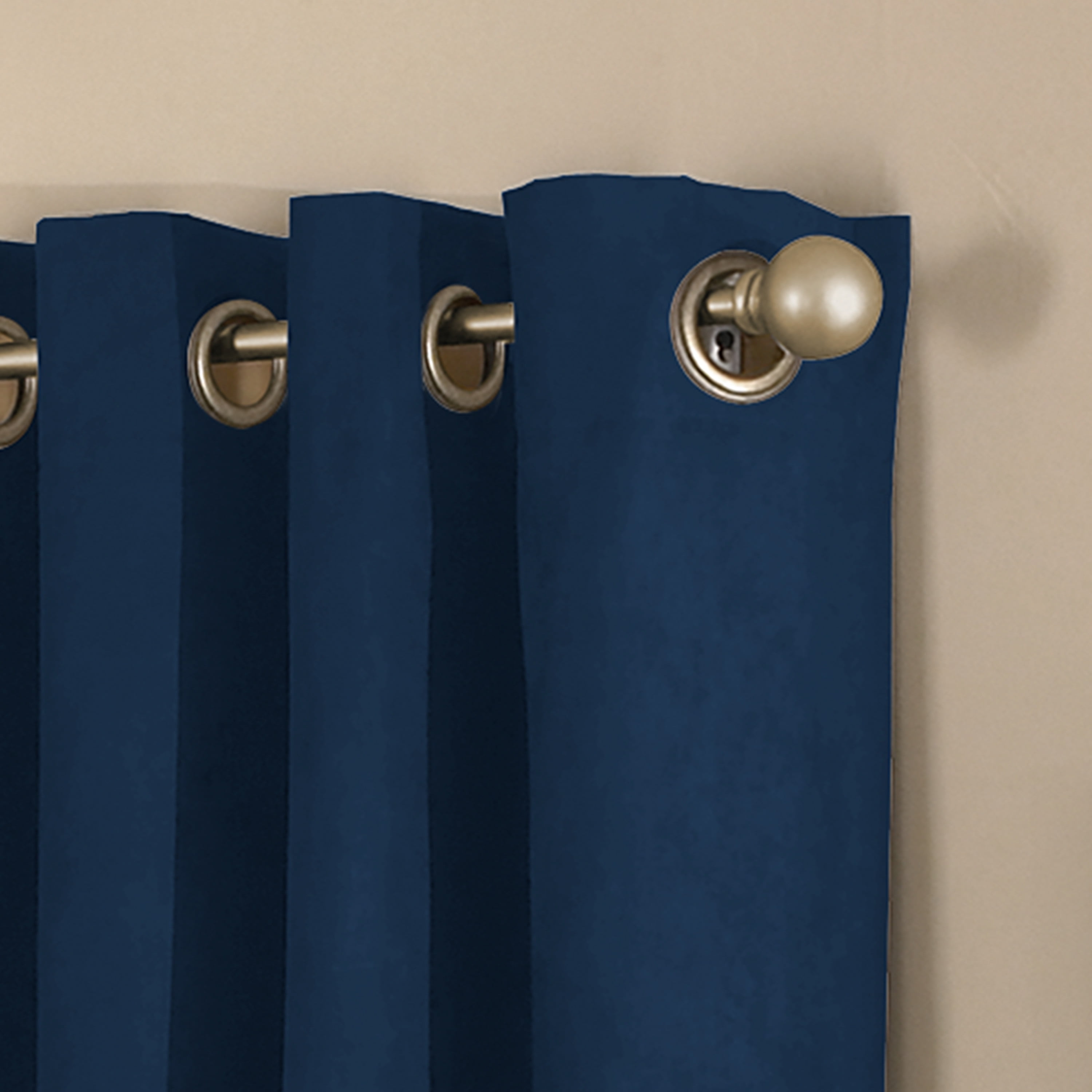 Curtainworks Cameron Indoor Polyester Room Darkening Faux Suede Grommet Curtain, Single Panel, Navy, 50" x 95", Adult