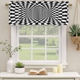 thumbnail image 3 of 2 Pack Valances for Windows, Black White Plaid Window Valances for Living Room/Bedroom/Bathroom, Modern Abstract Checkered Striped Light Filtering Kitchen Curtain Valance 42"W x18" L, 3 of 9